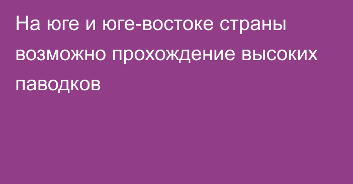 На юге и юге-востоке страны возможно  прохождение высоких паводков