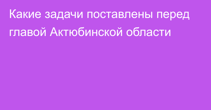 Какие задачи поставлены перед главой Актюбинской области