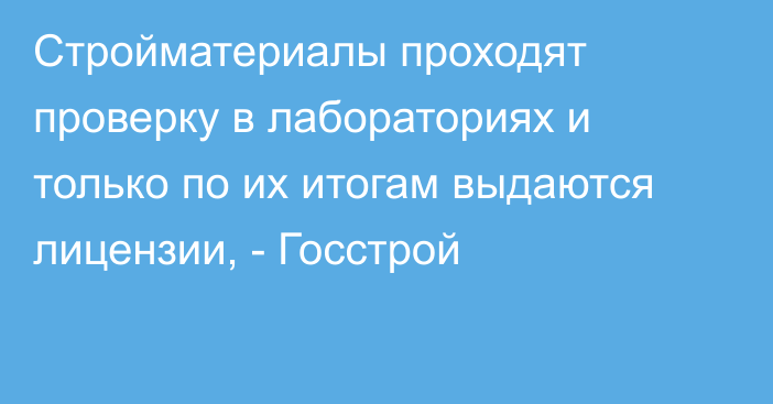 Стройматериалы проходят проверку в лабораториях и только по их итогам выдаются лицензии, - Госстрой