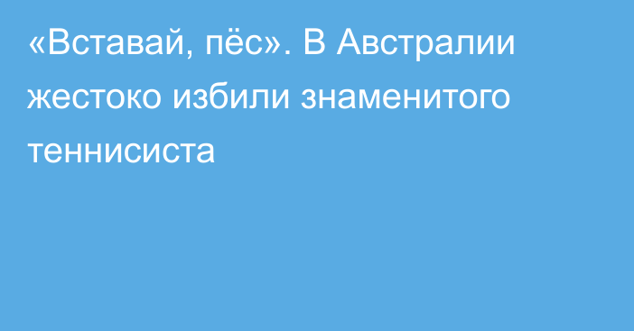 «Вставай, пёс». В Австралии жестоко избили знаменитого теннисиста