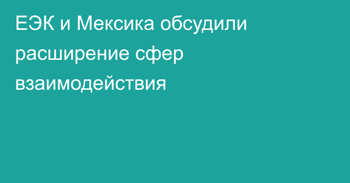 ЕЭК и Мексика обсудили расширение сфер взаимодействия