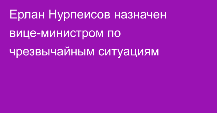 Ерлан Нурпеисов назначен вице-министром по чрезвычайным ситуациям