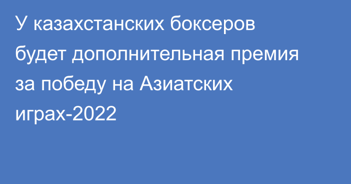 У казахстанских боксеров будет дополнительная премия за победу на Азиатских играх-2022