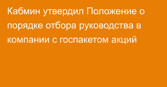 Кабмин утвердил Положение о порядке отбора руководства в компании с госпакетом акций