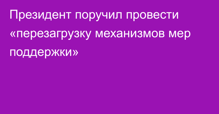 Президент поручил провести «перезагрузку механизмов мер поддержки»