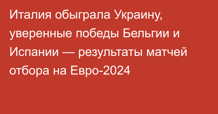 Италия обыграла Украину, уверенные победы Бельгии и Испании — результаты матчей отбора на Евро-2024