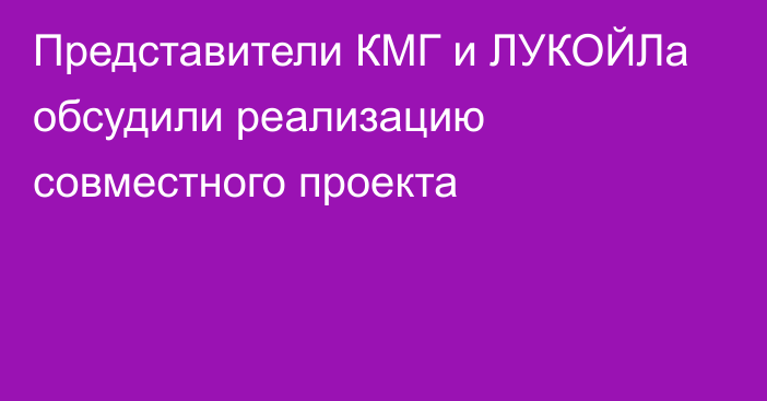 Представители КМГ и ЛУКОЙЛа обсудили реализацию совместного проекта