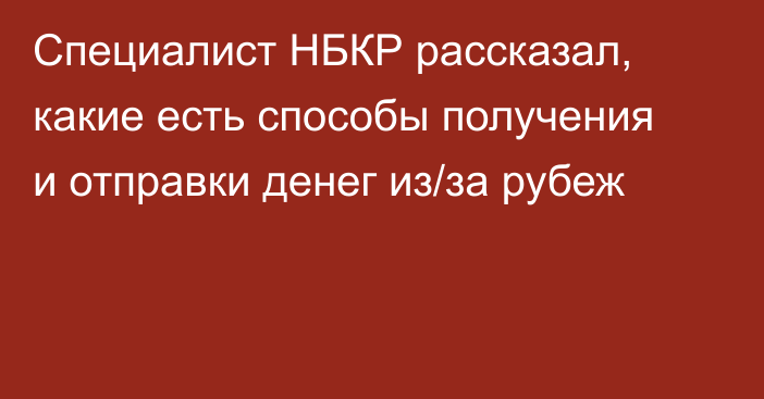 Специалист НБКР рассказал,  какие есть способы получения и отправки денег из/за рубеж