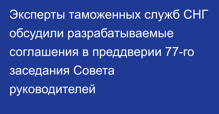 Эксперты таможенных служб СНГ обсудили разрабатываемые соглашения в преддверии 77-го заседания Совета руководителей