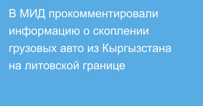 В МИД прокомментировали информацию о скоплении грузовых авто из Кыргызстана на литовской границе