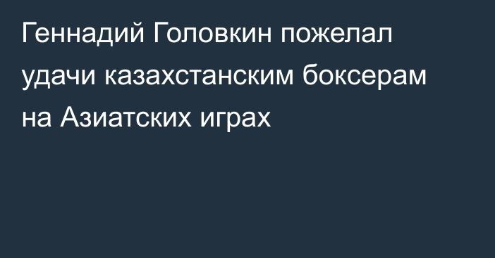 Геннадий Головкин пожелал удачи казахстанским боксерам на Азиатских играх