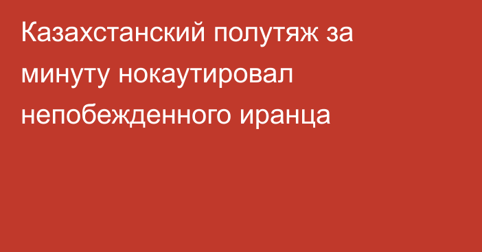 Казахстанский полутяж за минуту нокаутировал непобежденного иранца