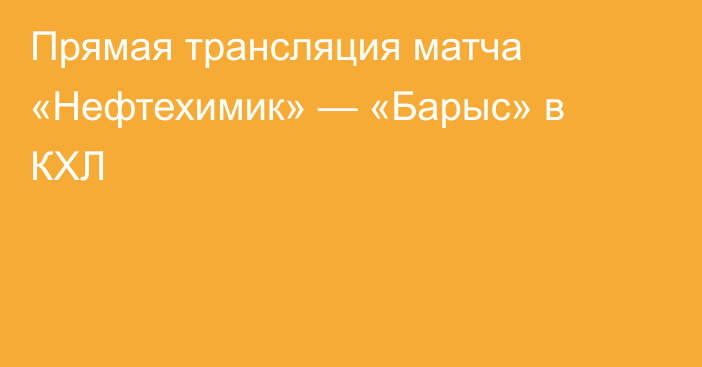 Прямая трансляция матча «Нефтехимик» — «Барыс» в КХЛ