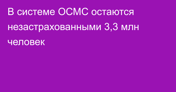 В системе ОСМС остаются незастрахованными 3,3 млн человек