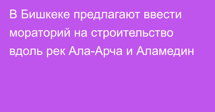 В Бишкеке предлагают ввести мораторий на строительство вдоль рек Ала-Арча и Аламедин