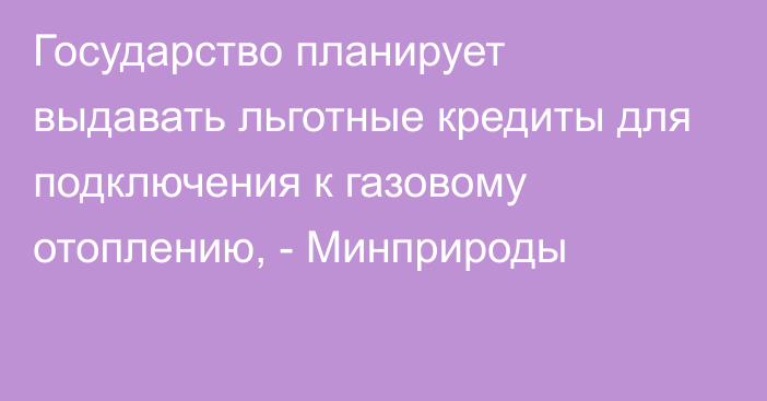 Государство планирует выдавать льготные кредиты для подключения к газовому отоплению, - Минприроды