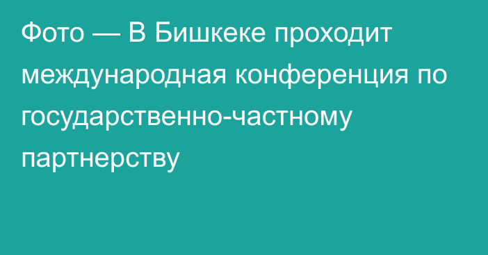 Фото — В Бишкеке проходит  международная конференция по государственно-частному партнерству