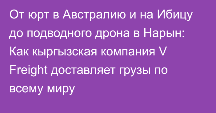 От юрт в Австралию и на Ибицу до подводного дрона в Нарын: Как кыргызская компания V Freight доставляет грузы по всему миру