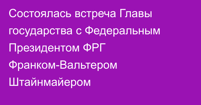 Состоялась встреча Главы государства с Федеральным Президентом ФРГ Франком-Вальтером Штайнмайером