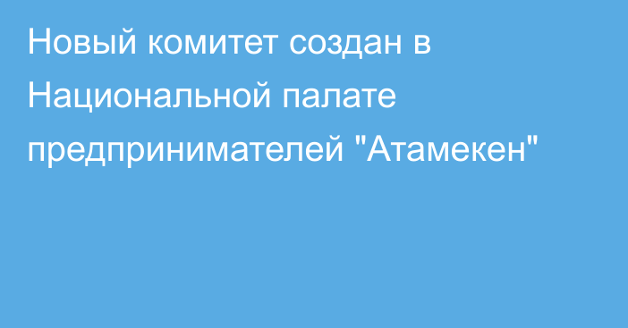 Новый комитет создан в Национальной палате предпринимателей 