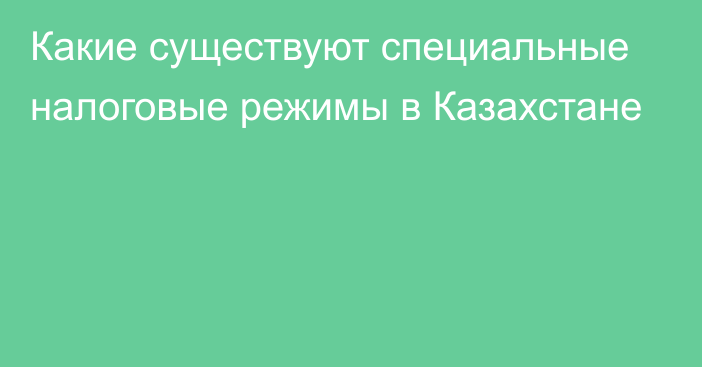 Какие существуют специальные налоговые режимы в Казахстане