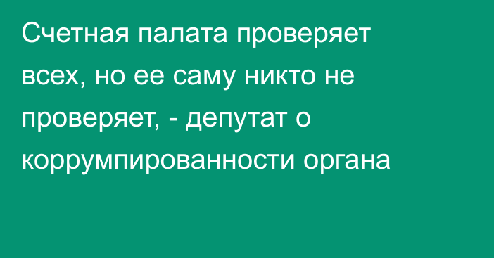 Счетная палата проверяет всех, но ее саму никто не проверяет, - депутат о коррумпированности органа