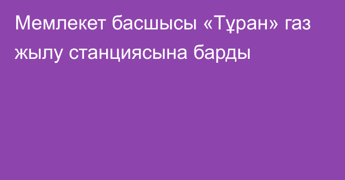 Мемлекет басшысы «Тұран» газ жылу станциясына барды