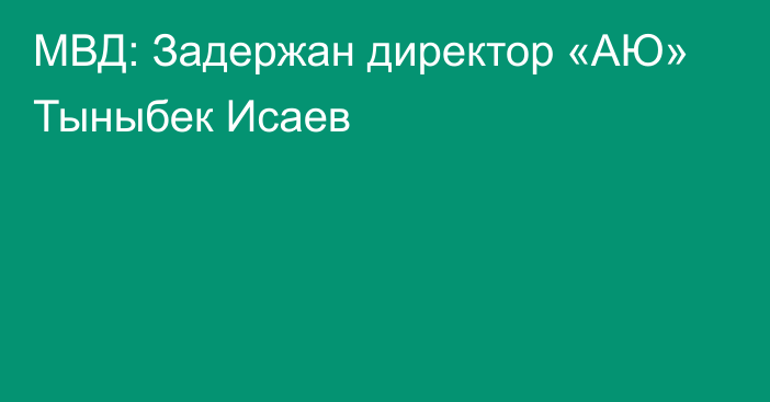 МВД: Задержан директор «АЮ» Тыныбек Исаев