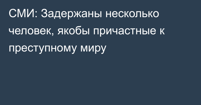 СМИ: Задержаны несколько человек, якобы причастные к преступному миру