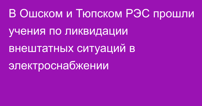 В Ошском и Тюпском РЭС прошли учения по ликвидации внештатных ситуаций в электроснабжении