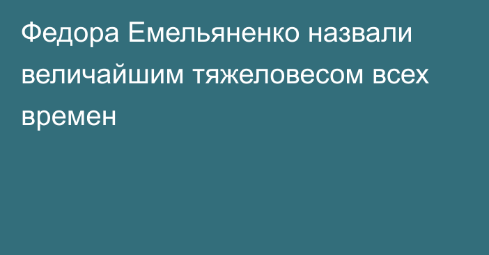 Федора Емельяненко назвали величайшим тяжеловесом всех времен