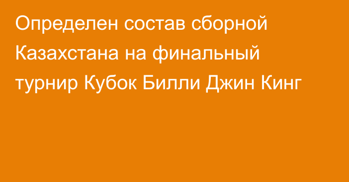 Определен состав сборной Казахстана на финальный турнир Кубок Билли Джин Кинг