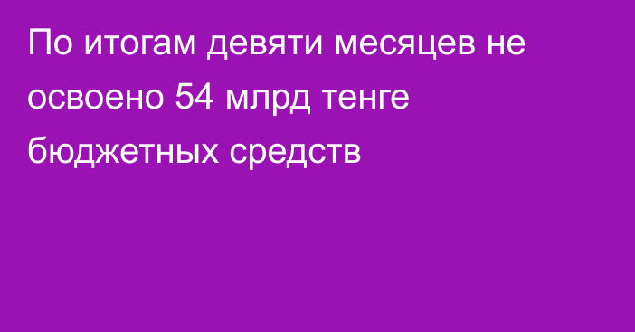 По итогам девяти месяцев не освоено 54 млрд тенге бюджетных средств