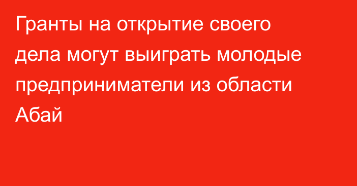 Гранты на открытие своего дела могут выиграть молодые предприниматели из области Абай