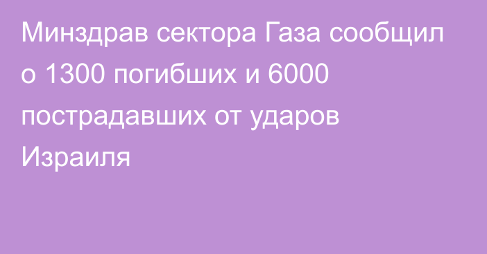 Минздрав сектора Газа сообщил о 1300 погибших и 6000 пострадавших от ударов Израиля