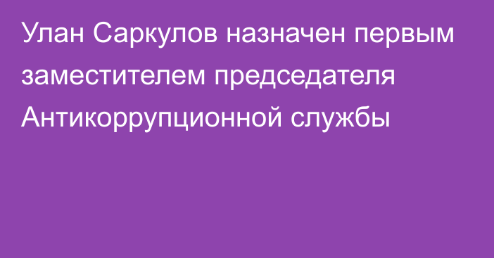 Улан Саркулов назначен первым заместителем председателя Антикоррупционной службы