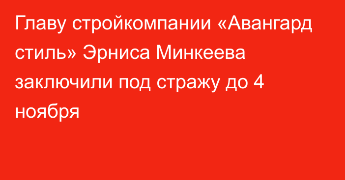 Главу стройкомпании «Авангард стиль» Эрниса Минкеева заключили под стражу до 4 ноября