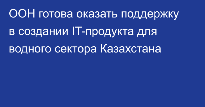 ООН готова оказать поддержку в создании IT-продукта для водного сектора Казахстана