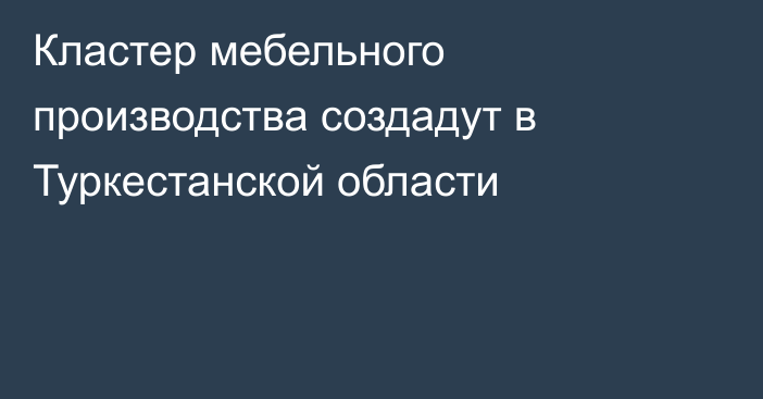 Кластер мебельного производства создадут в Туркестанской области