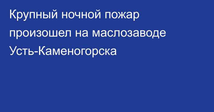 Крупный ночной пожар произошел на маслозаводе Усть-Каменогорска