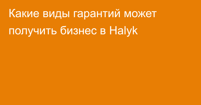 Какие виды гарантий может получить бизнес в Halyk