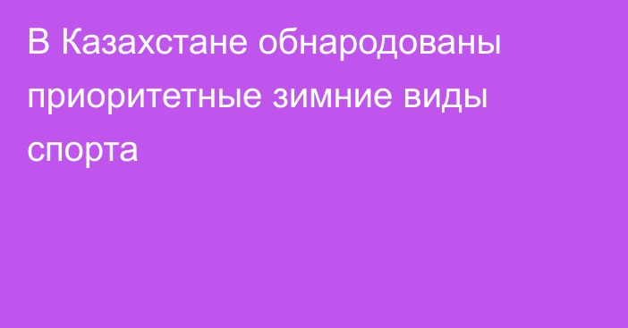 В Казахстане обнародованы приоритетные зимние виды спорта