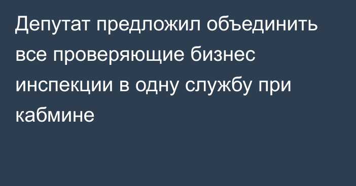 Депутат предложил объединить все проверяющие бизнес инспекции в одну службу при кабмине