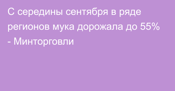 С середины сентября в ряде регионов мука дорожала до 55% - Минторговли