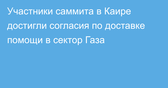 Участники саммита в Каире достигли согласия по доставке помощи в сектор Газа