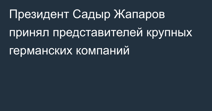 Президент Садыр Жапаров принял представителей крупных германских компаний