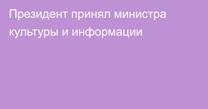 Президент принял министра культуры и информации