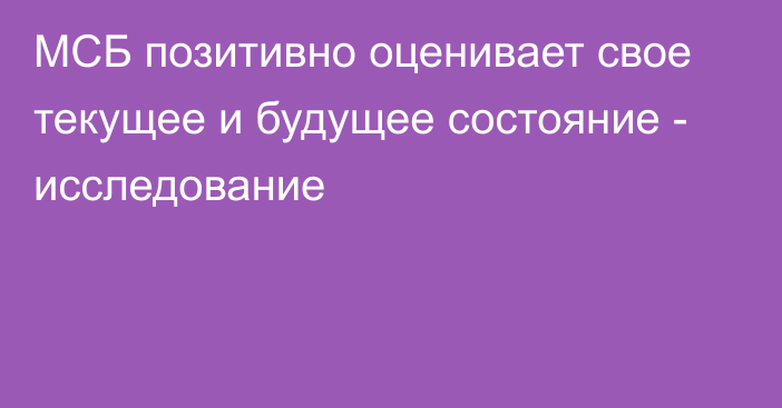 МСБ позитивно оценивает свое 
текущее и будущее состояние - исследование