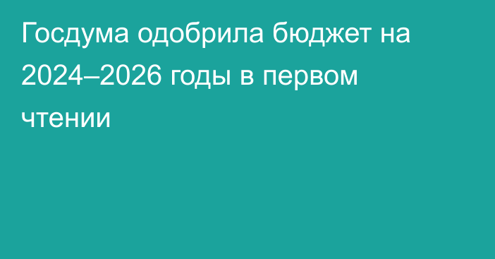 Госдума одобрила бюджет на 2024–2026 годы в первом чтении