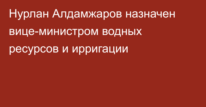 Нурлан Алдамжаров назначен вице-министром водных ресурсов и ирригации